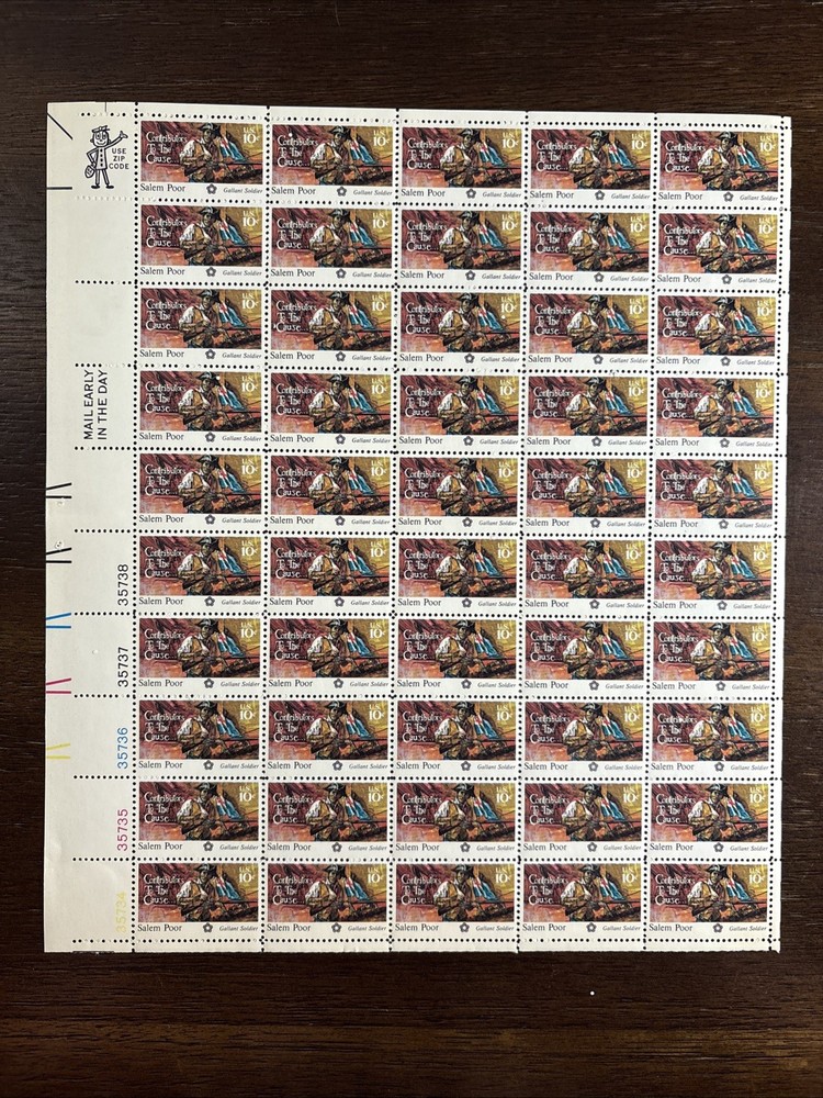 1560 US Mint Sheet, 8 Cent Salem Poor, Mint NH