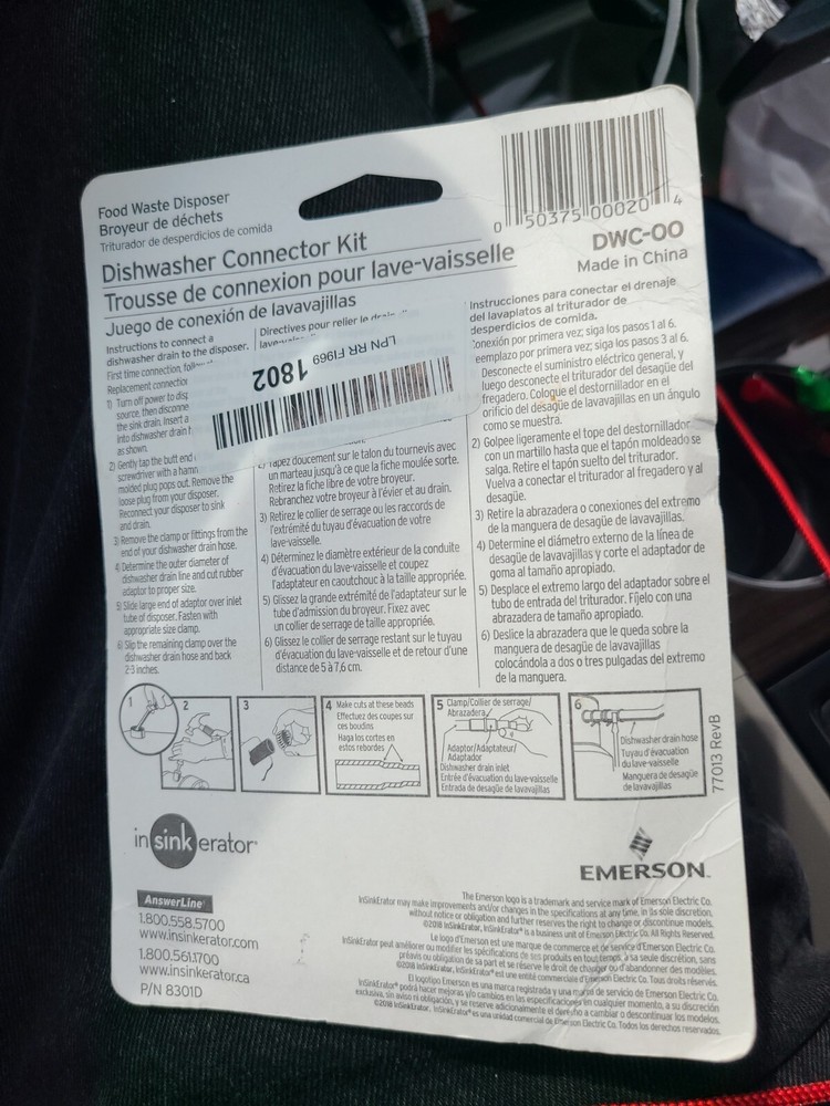 inSINKerator Dishwasher Connector Kit DWC-00 NEW