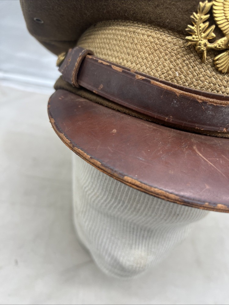 WW2 US Army Officer Visor Hat OD Size 7 (RF