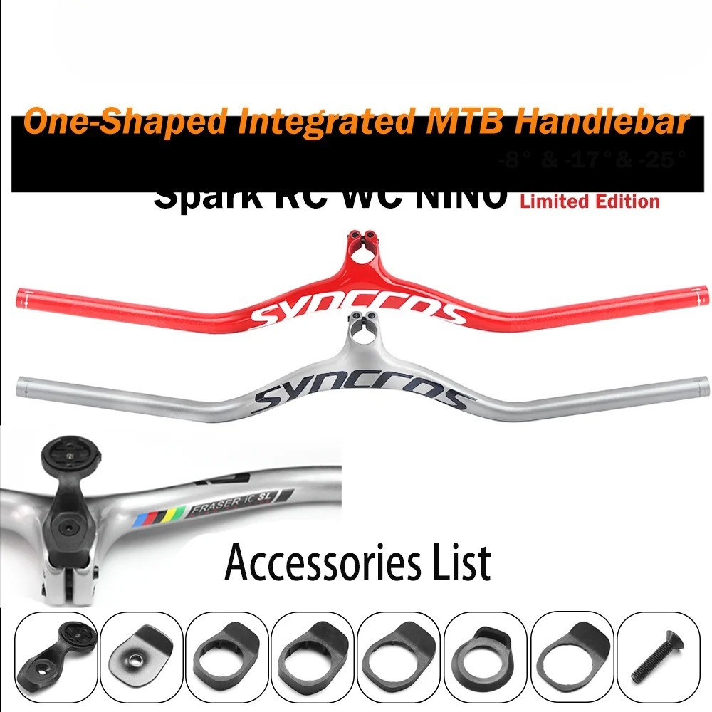 Carbon MTB Bicycle Handlebar -8/-17/-25 Degree Stem with Computer Mount Spacers
