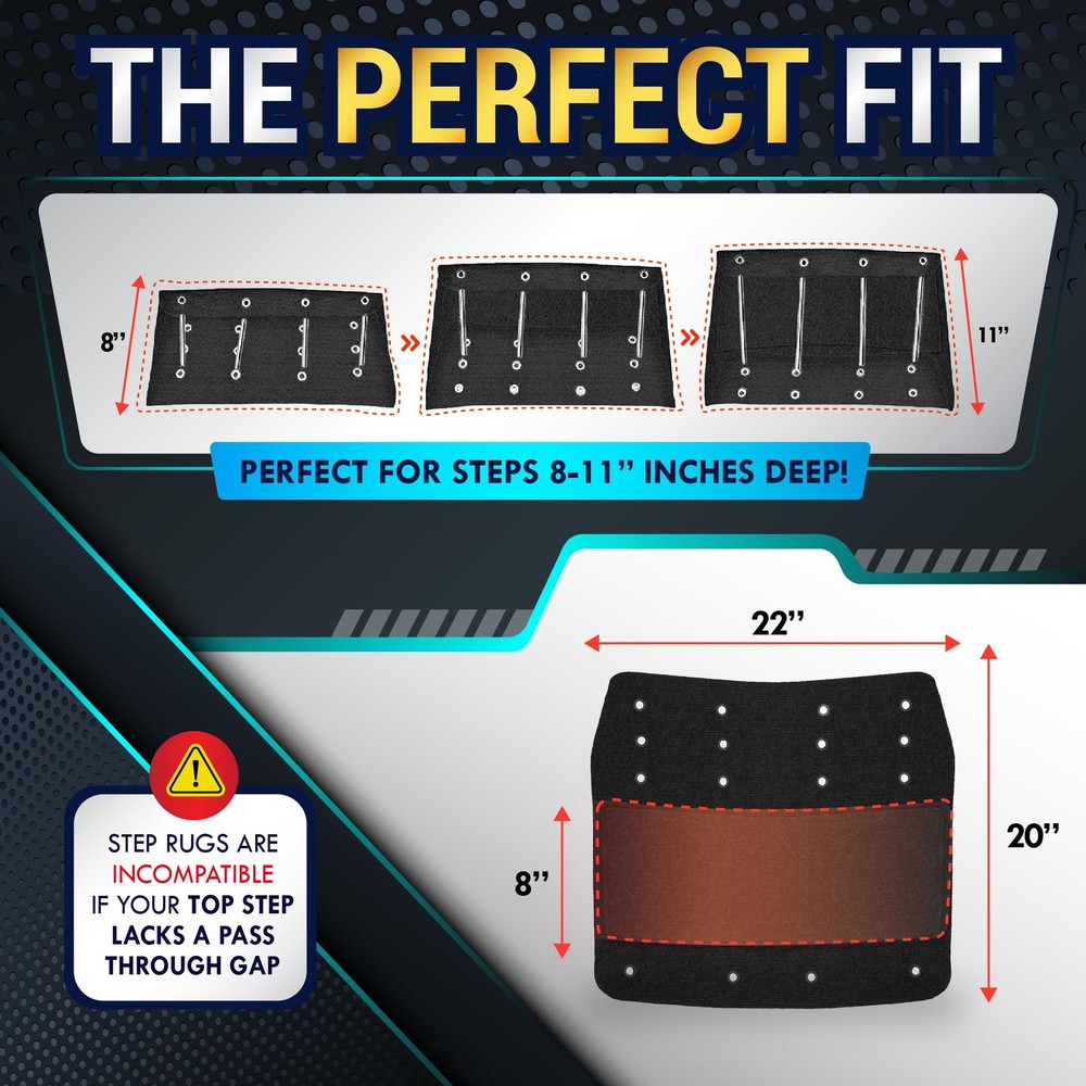 LATCH.IT Rounded RV Step Covers 4 Pack | 4-Pack 22" Wide - Curved Step, Black