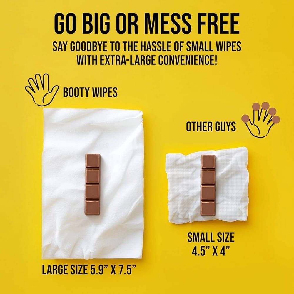 4 Pack Flushable Wipes for Adults by BOOTY WIPES - 80 Sheets per Pack 320 Total