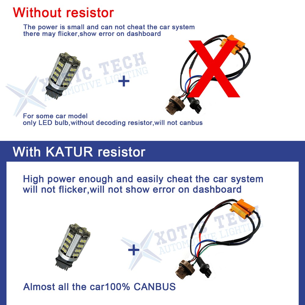 7443 7444 Load Resistor Fix Hyper Flash No Error For LED Turn Signal Light Bulbs