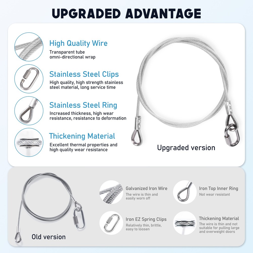 Lift Cable For Gorilla Lift 2Pcs Cables + 4Pcs Quick Links Stainless Steel Cable