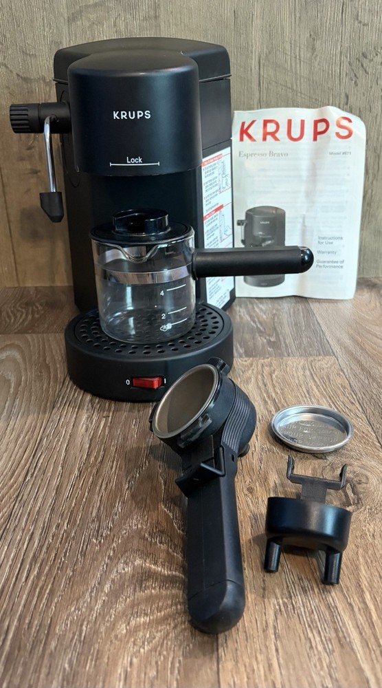 Krups Espresso Maker Model 871 with Accessories, Tested. Missing Piece On Handle