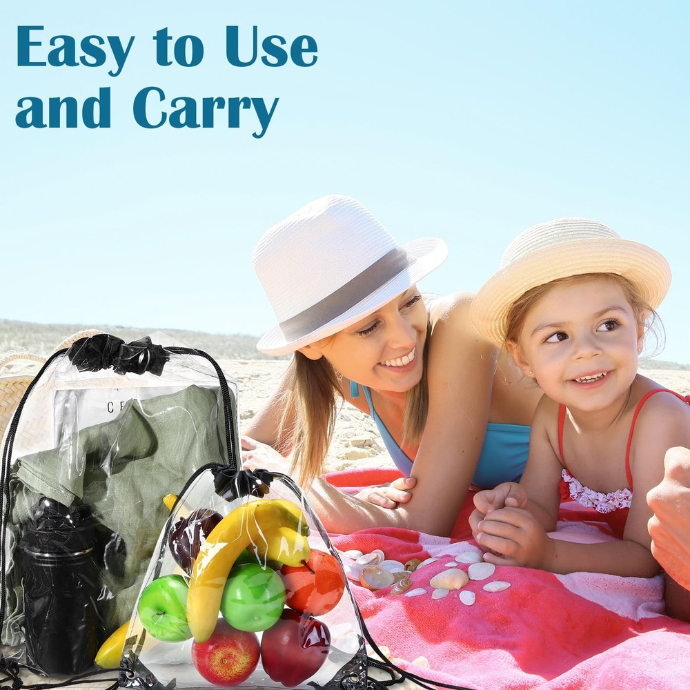 Silkfly 50 Pcs Clear Drawstring Backpacks Bulk Stadium One Size,