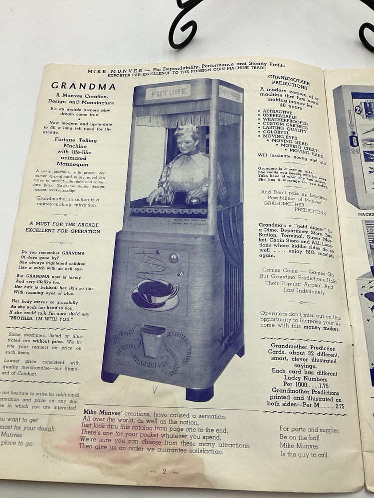 1955 Mike Munves Arcade Catalog & Original Operator Inserts-Complete Lot