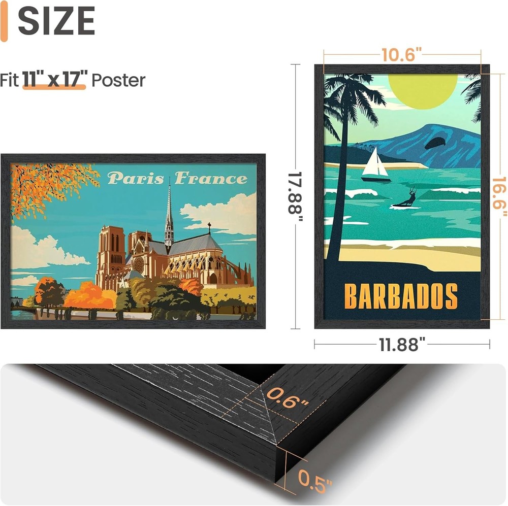 11x17 Black Wall Gallery Picture Frame 1 Pack
