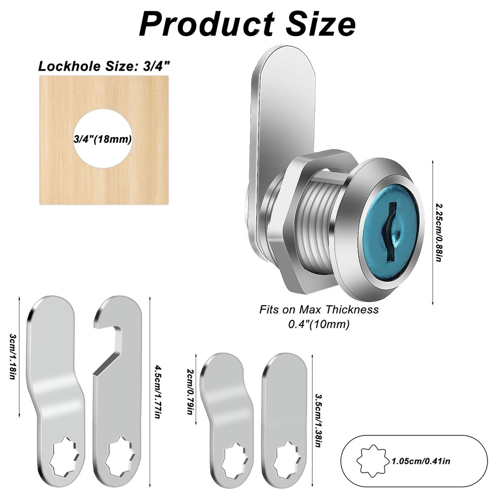 2 PCS Mailbox Locks, Lock 16 mm, Comes with 4 Different Silver