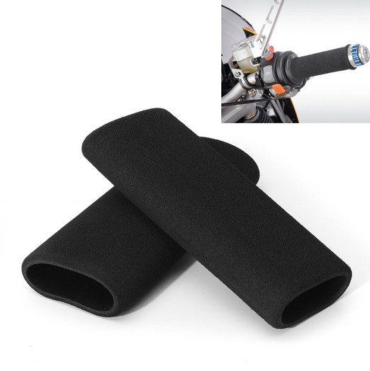 Motorcycle Foam Anti Vibration Comfort Handlebar Grip Covers Protector Black 2Pc