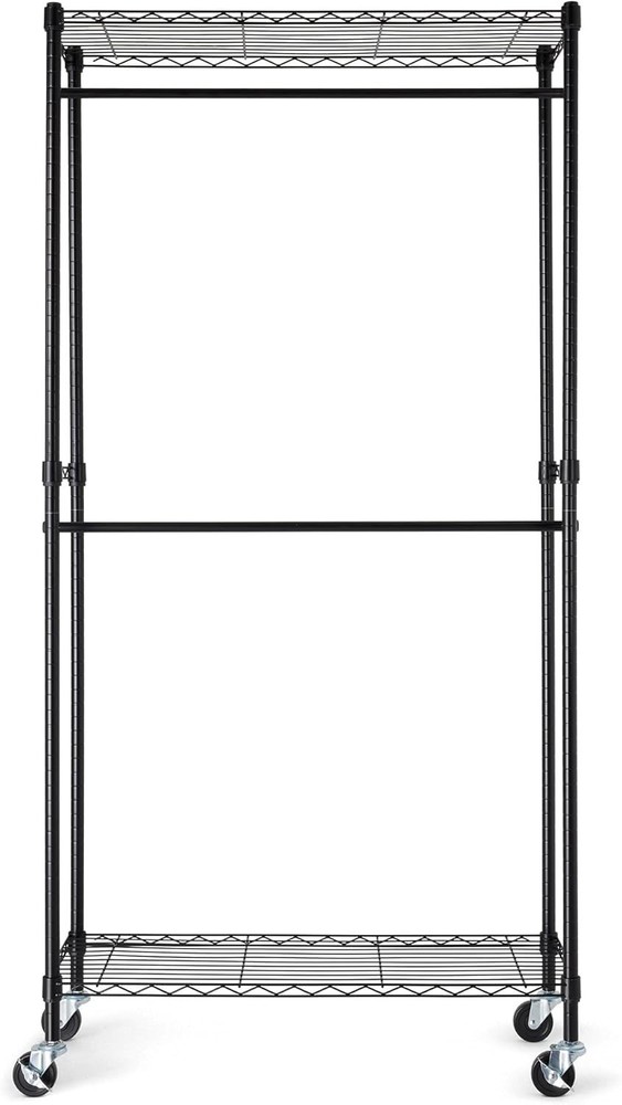 Adjustable Double Hanging Garment Rack - Black, 36x14x72