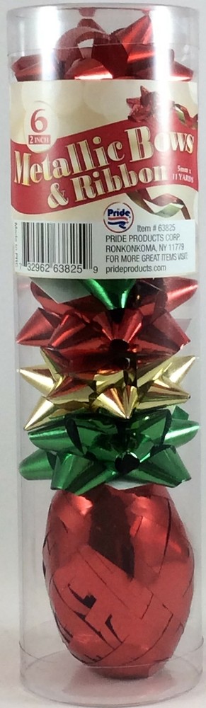Metallic Bows 2 inch 6-pack with Ribbon