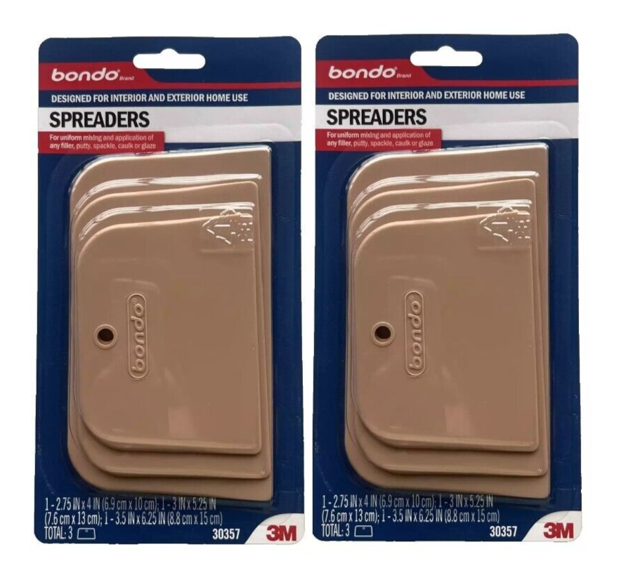 Bondo Plastic Spreaders, 3 Different Sizes, Makes Body Filler 2 Pack