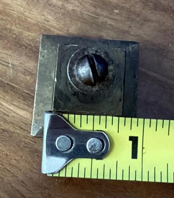 Antique/Vtg Solid Brass Mission Style Drawer Pull Square W Raised Bevel Pointed