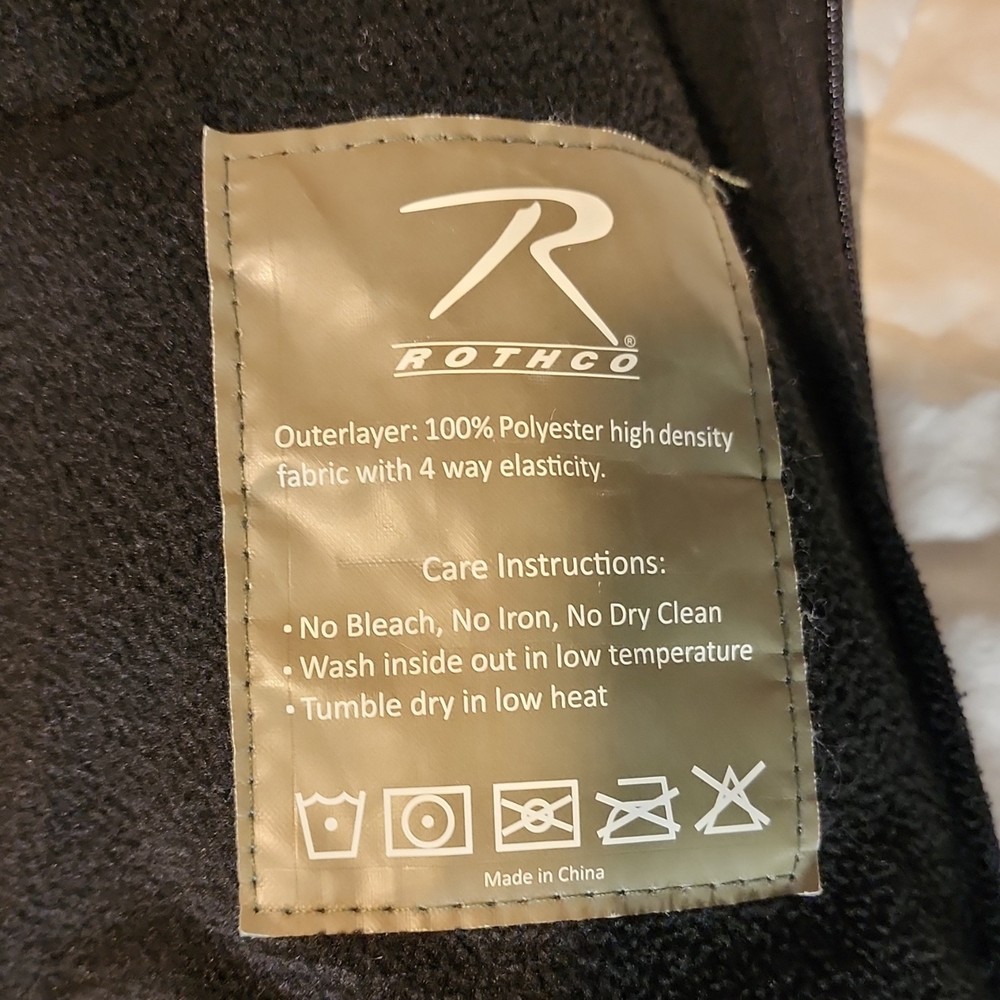 Rothco Tactical Black Jacket Size L Polyester High Density Fabric