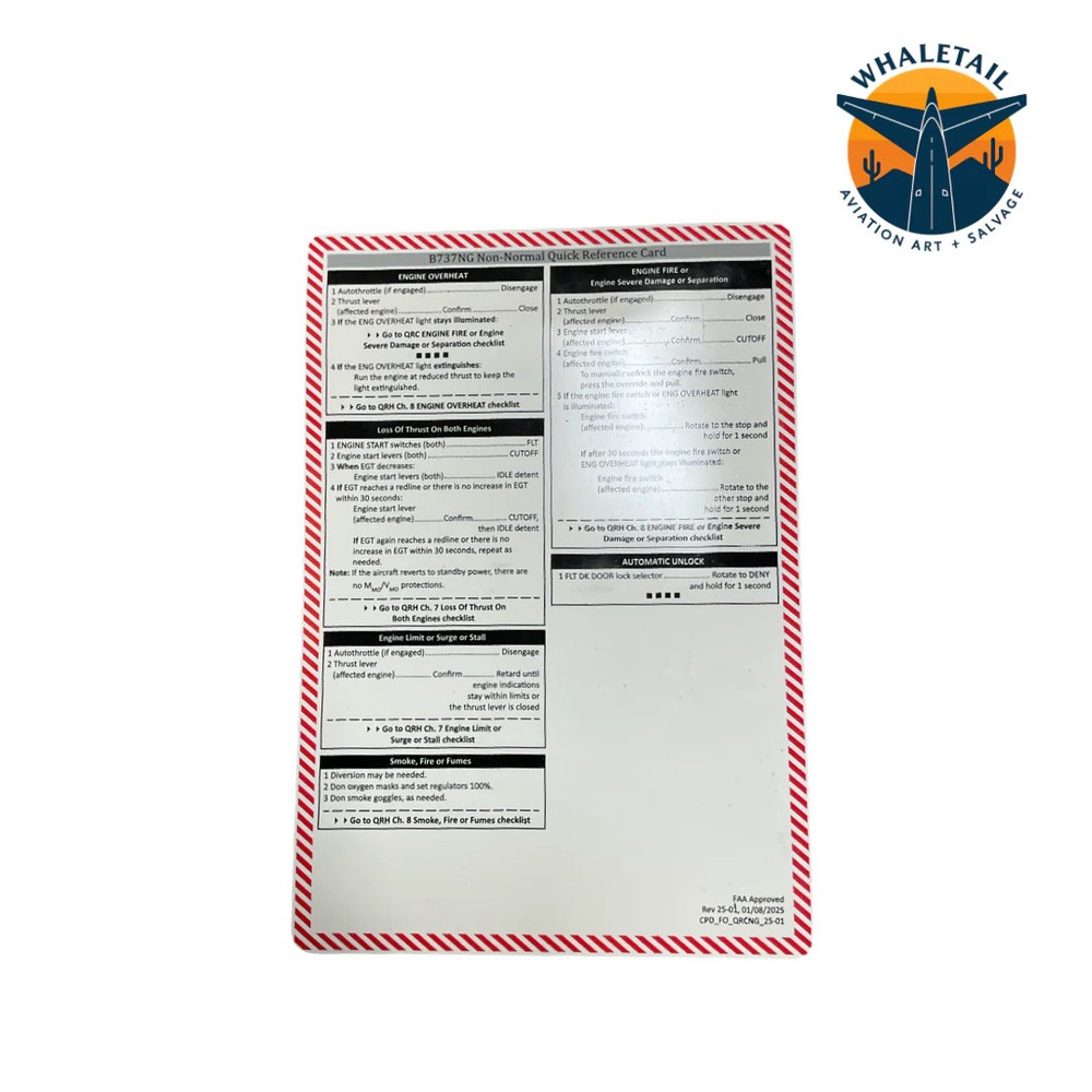 B737NG Non-Normal Quick Reference Card