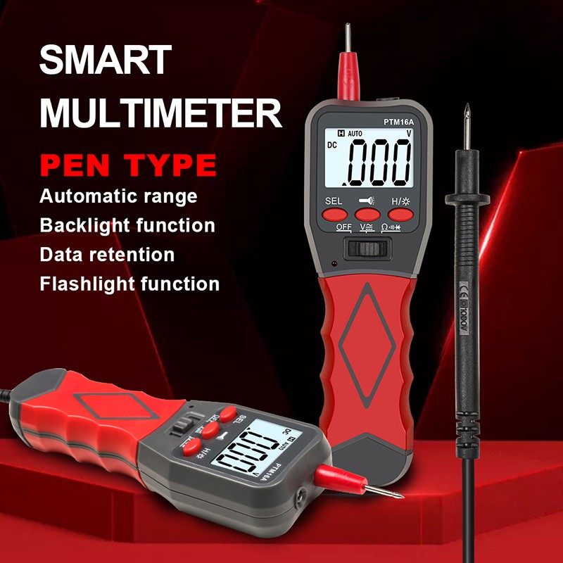 PTM16A Digital Multimeter 2000 Counts AC/DC LCD Voltage Resistance Tester