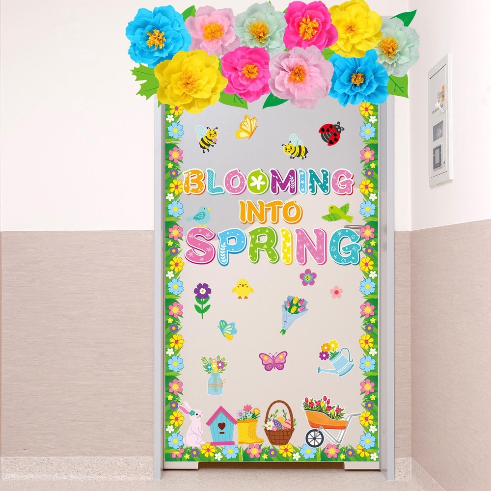 Spring Bulletin Board Set with 3D Flowers– Blooming into Spring Classroom Wal...