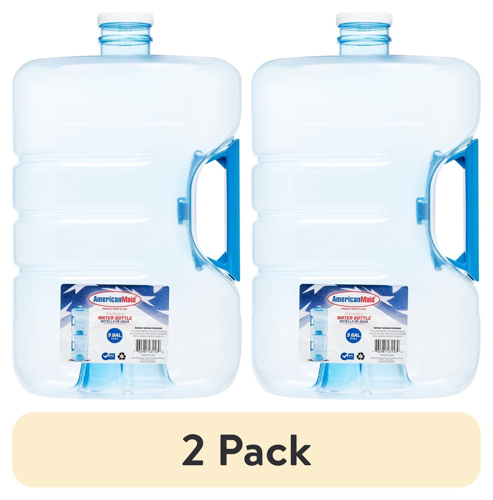 Stackable Refillable 3 Gallon Water Jug 2 Pack with Spigot Dispenser