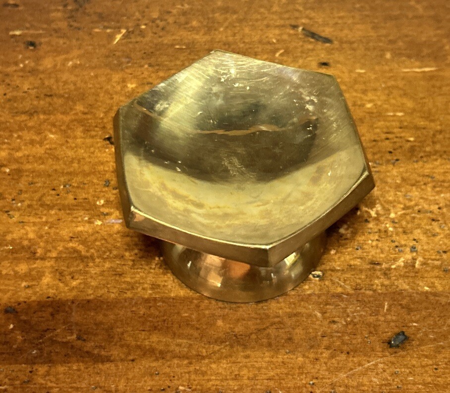 Vintage IHI solid Brass 2.5” Hexagon Votive Candle Holder