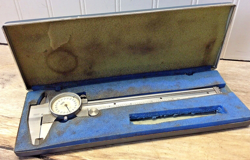 Vintage Central Tool 6" Dial Caliper Stainless steel with case