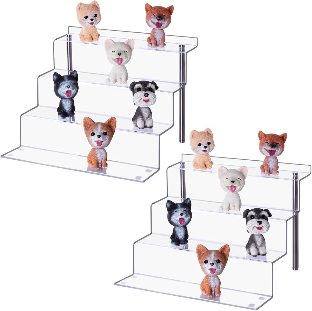 Clear 4-Step Acrylic Display Risers - Securely Showcase Your Figures & Collec...