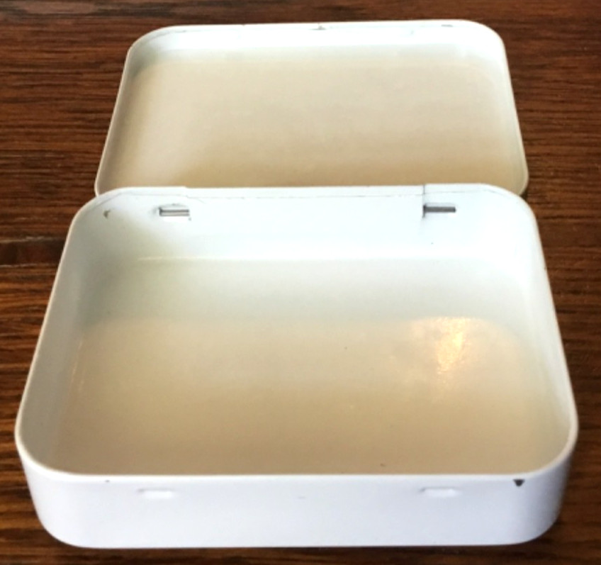 White Empty "Princeton University" Mint Hinged Tin w/Orange Shield Top EMPTY