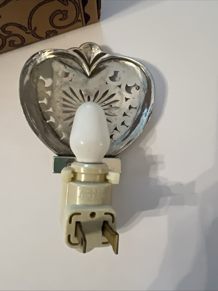 Brighton Heart Shape Nightlight Silver Plated Retired With Box