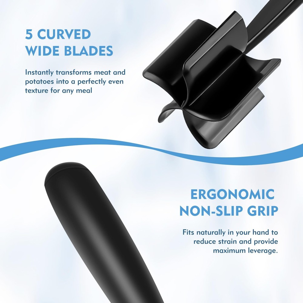 Ground Beef Chopper Tool, 2-Pack Heat-Resistant Meat One Size, Black