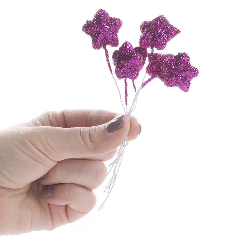 Individual Fuchsia Glittered Star Sprays