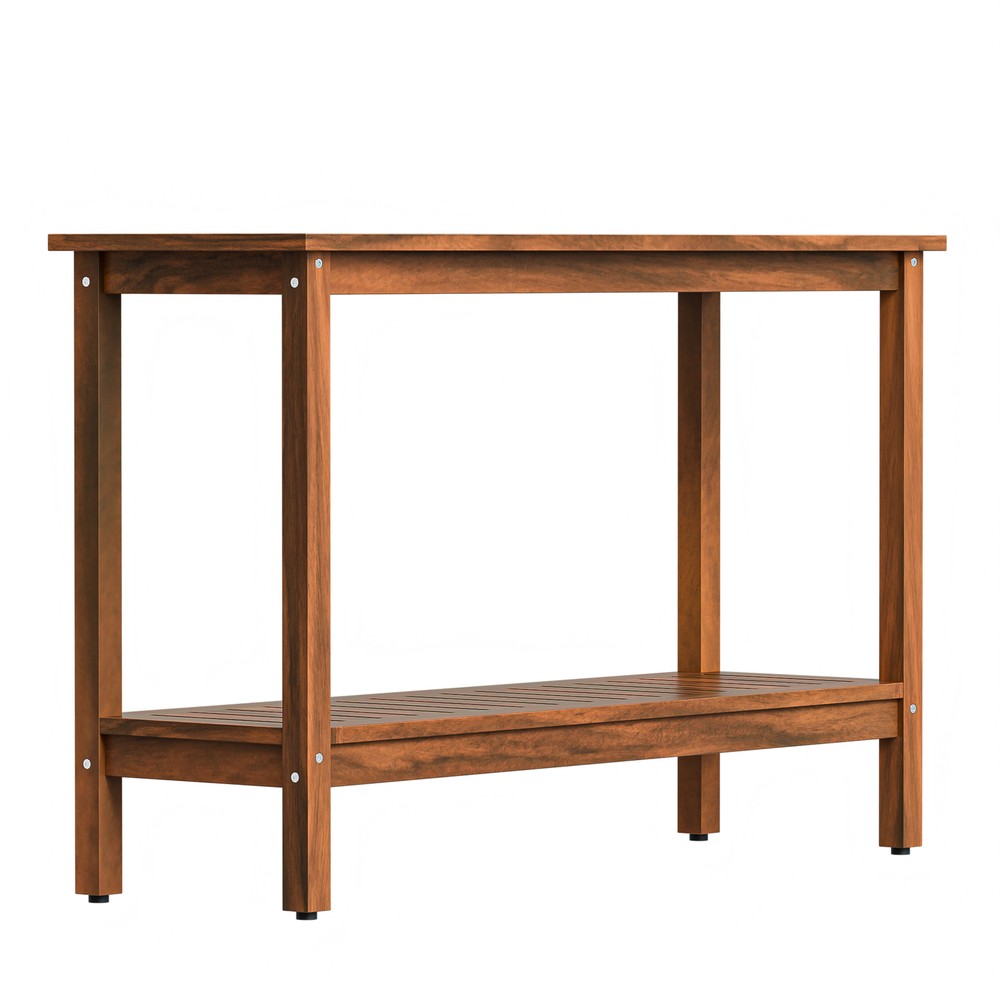 2-Shelf Console Table 48" Patio Side Accent Table Multifunctional w/Foot Sliders