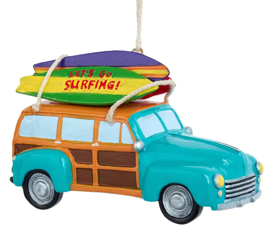 Wood Car with Surfboards