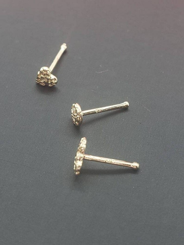 NUGGET 14K Solid Yellow Gold , Nugget Bar Nose Stud, 3 different style Nose Stud
