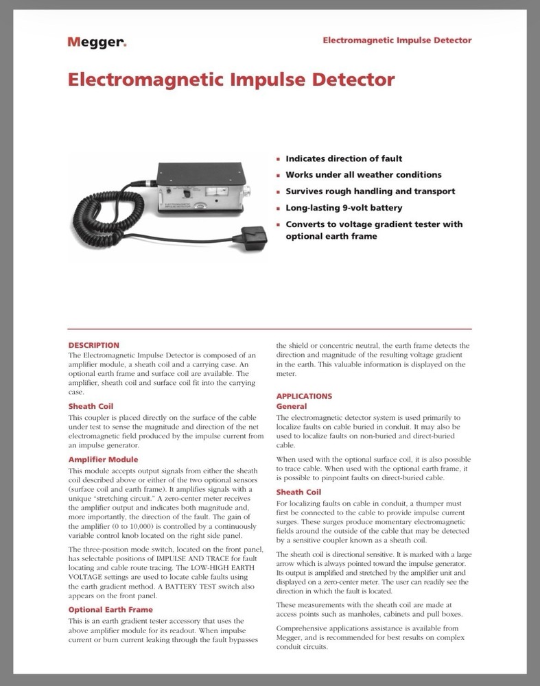 BIDDLE MEGGER 651113 ELECTROMAGNETIC PULSE DETECTOR