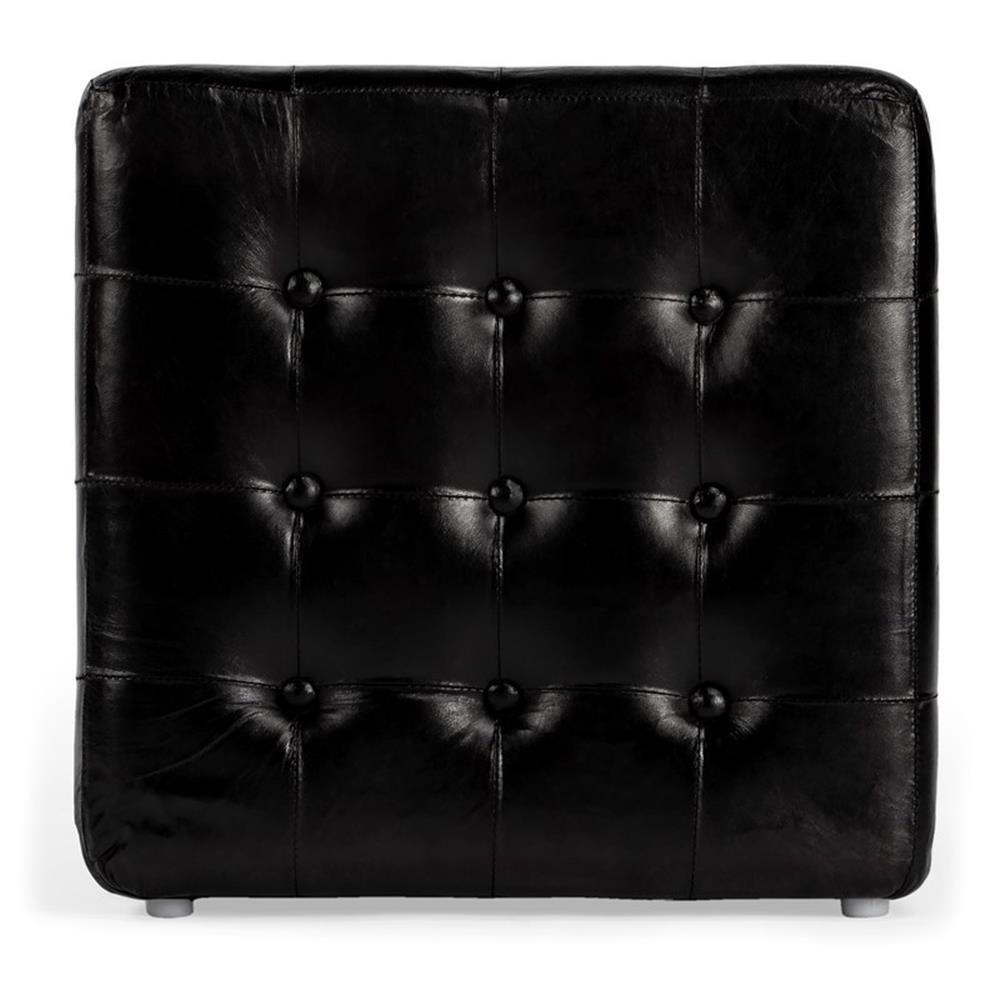 Beaumont Lane Black Leather Ottoman