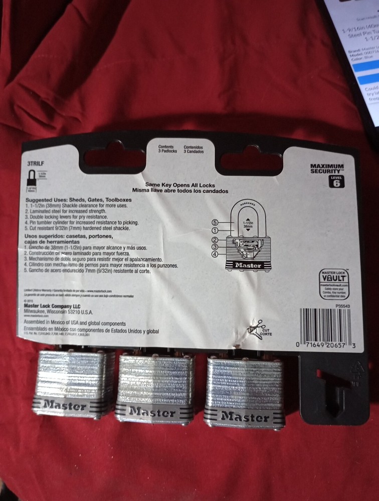 Three Piece Master Lock Set Level 6 3TRILF