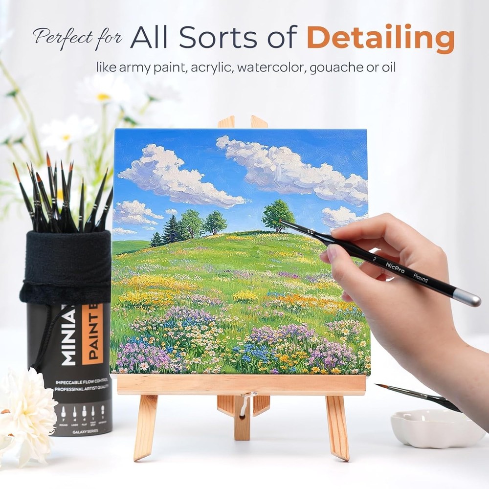 Gift-Ready Miniature Paint Brush Set - Portable & Protective