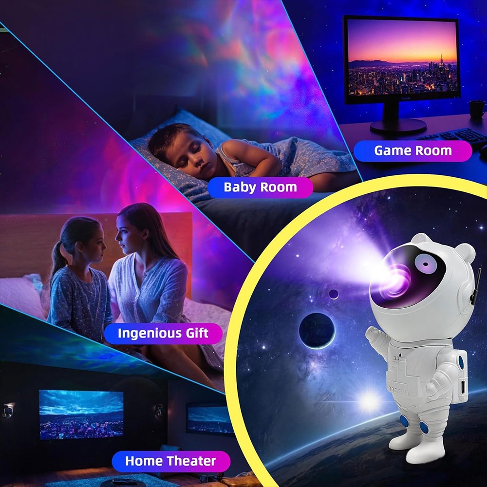 Astronaut Star Projector Galaxy Night Light 360°Adjustable with Timer and Remote