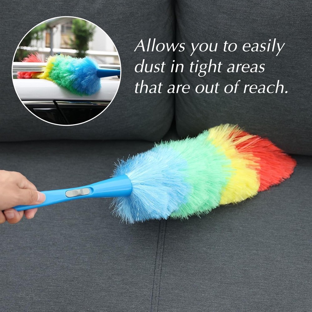 Rainbow 24" Static Duster - 2 Washable Bendable Microfiber Heads for Home Office
