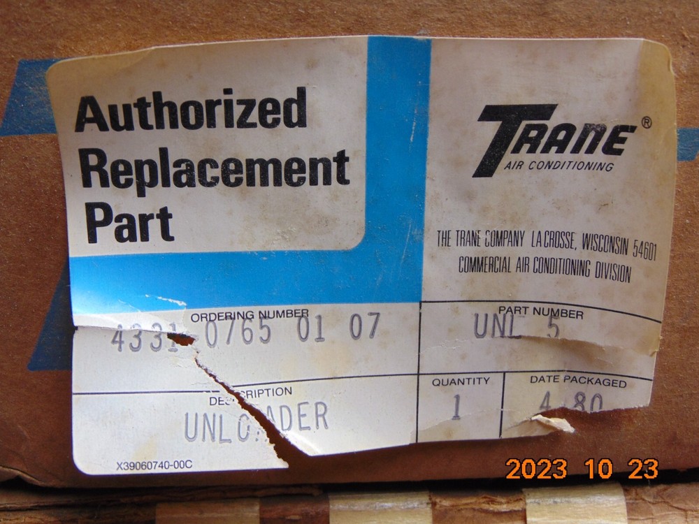 Trane Unloader Assembly 4331-0765, UNL-5, UNL0005