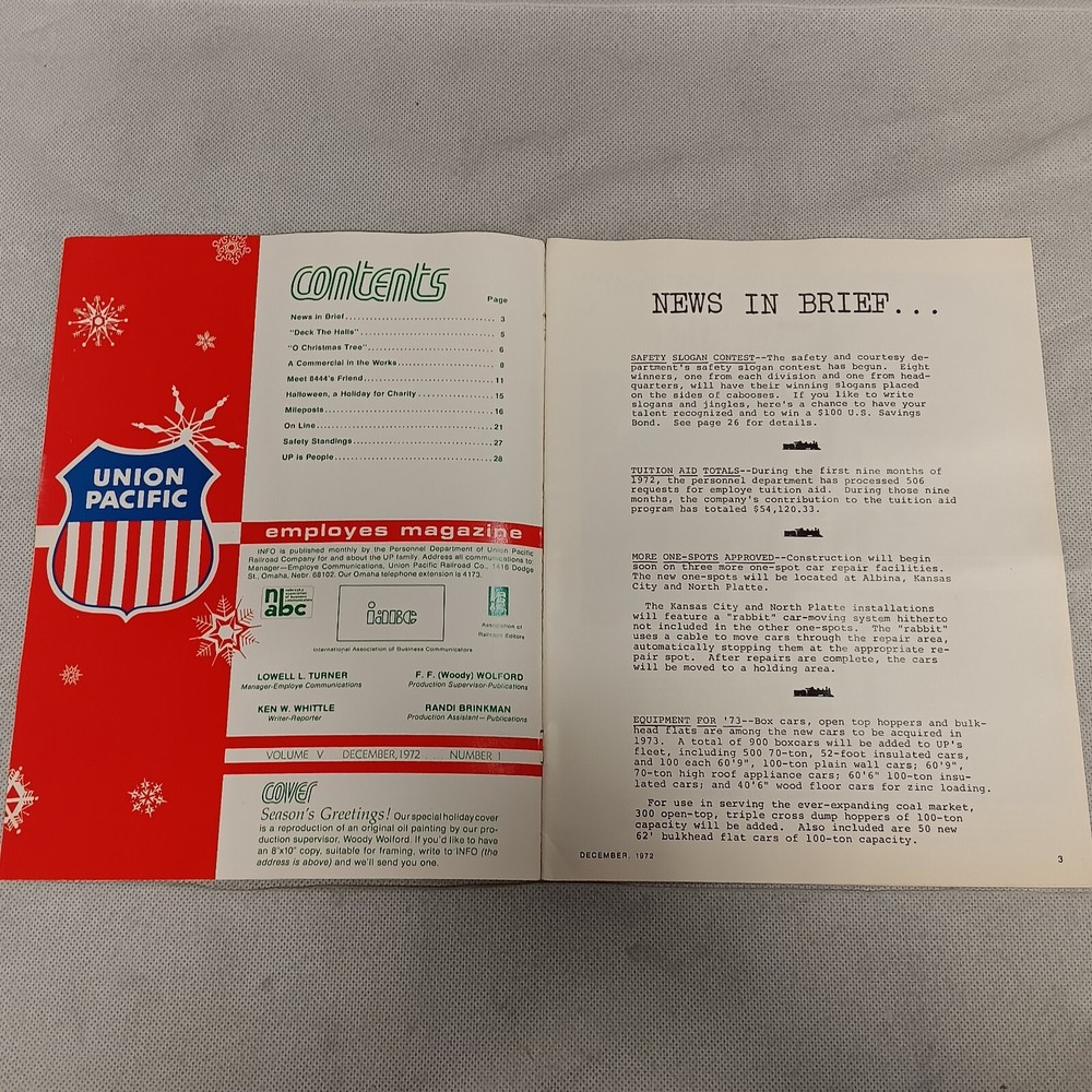 Union Pacific Railroad Info Magazine December 1972