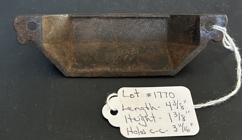 #1770-Antique Original Cast Iron Apothecary Cabinet Bin Drawer Pull Pulls Handle