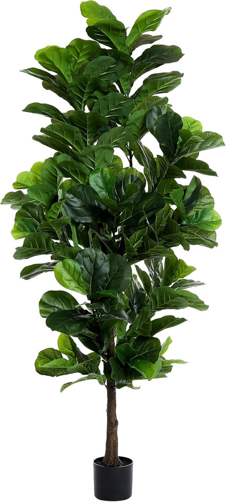Fiddle Leaf Fig Tree 6Ft Tall Artificial Tree in Plastic Pot Fake Ficus Lyrata P
