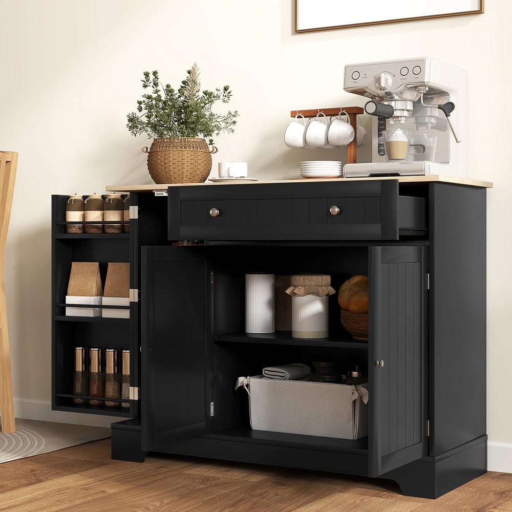 41" Sideboard Buffet Cabinet with Storage Drawer, Adjustable Shelf, Black