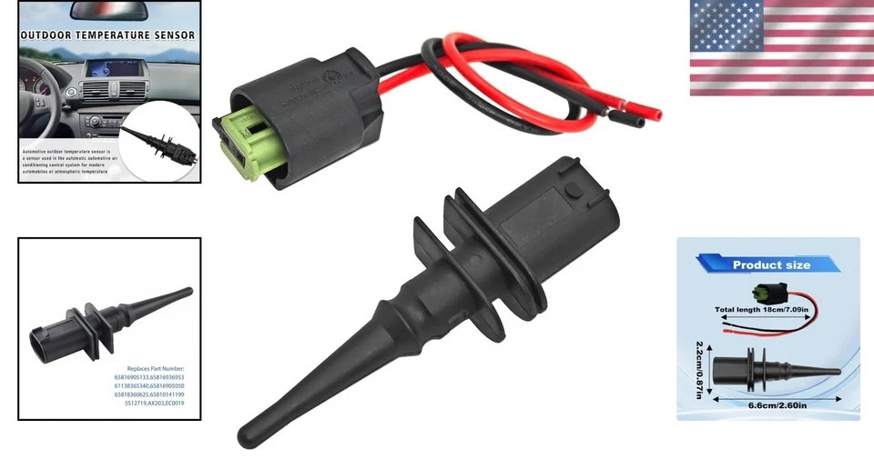 Ambient Air Temperature Sensor with Connector - Compatible with BMW