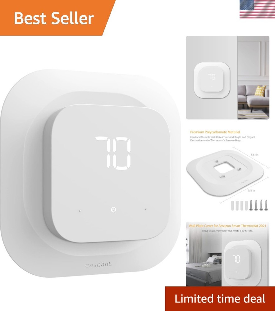 Modern Wall Plate Cover for Amazon Smart Thermostat 2021, Durable Polycarbonate