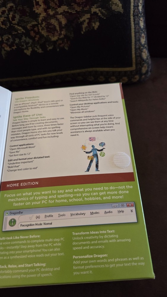 Nuance Dragon Naturally Speaking 12 Home Edition Speech Recognition Software App