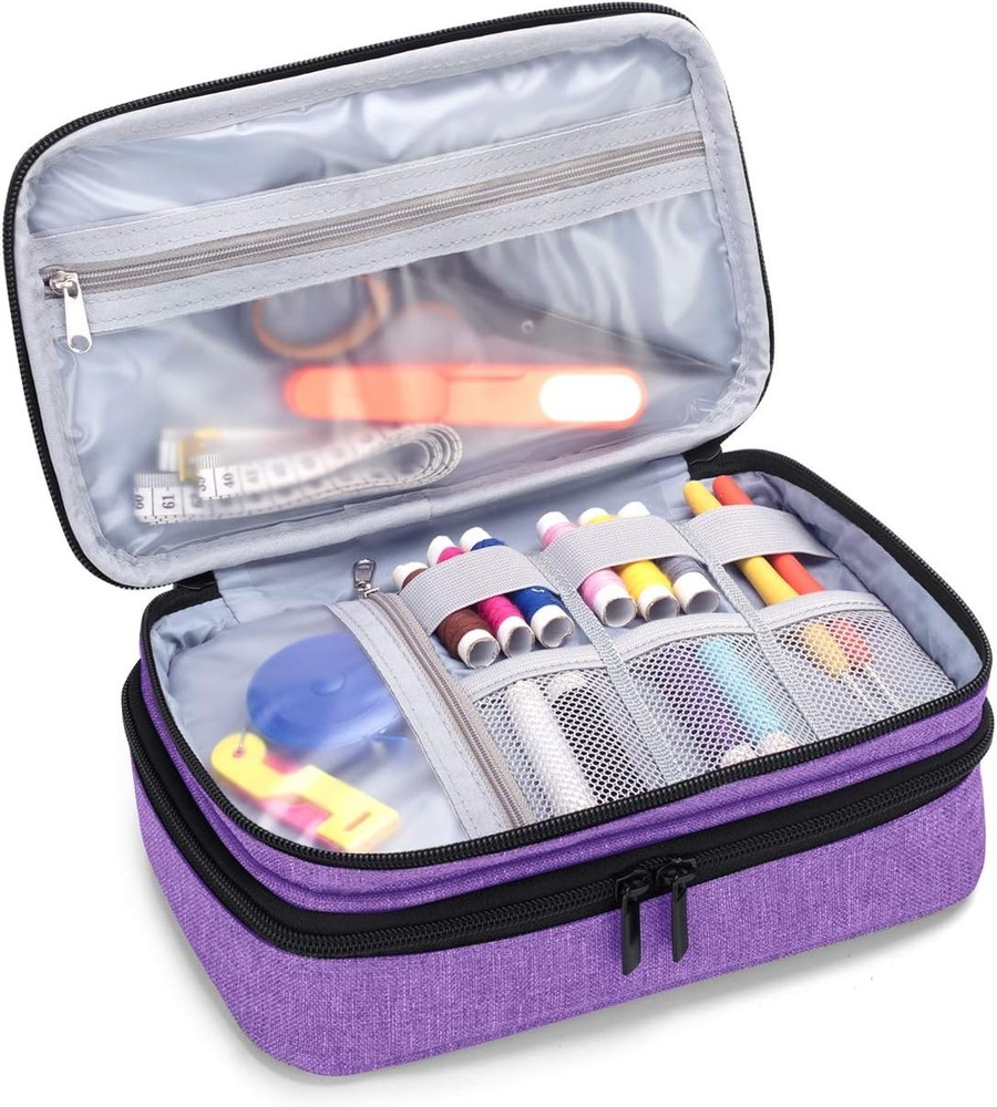 Sewing Accessories Storage Box, Double-Layer Sewing Supplies Organizer