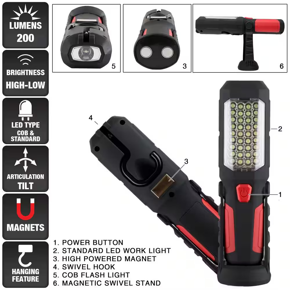 200 Lumen 37 LED Worklight Flashlight