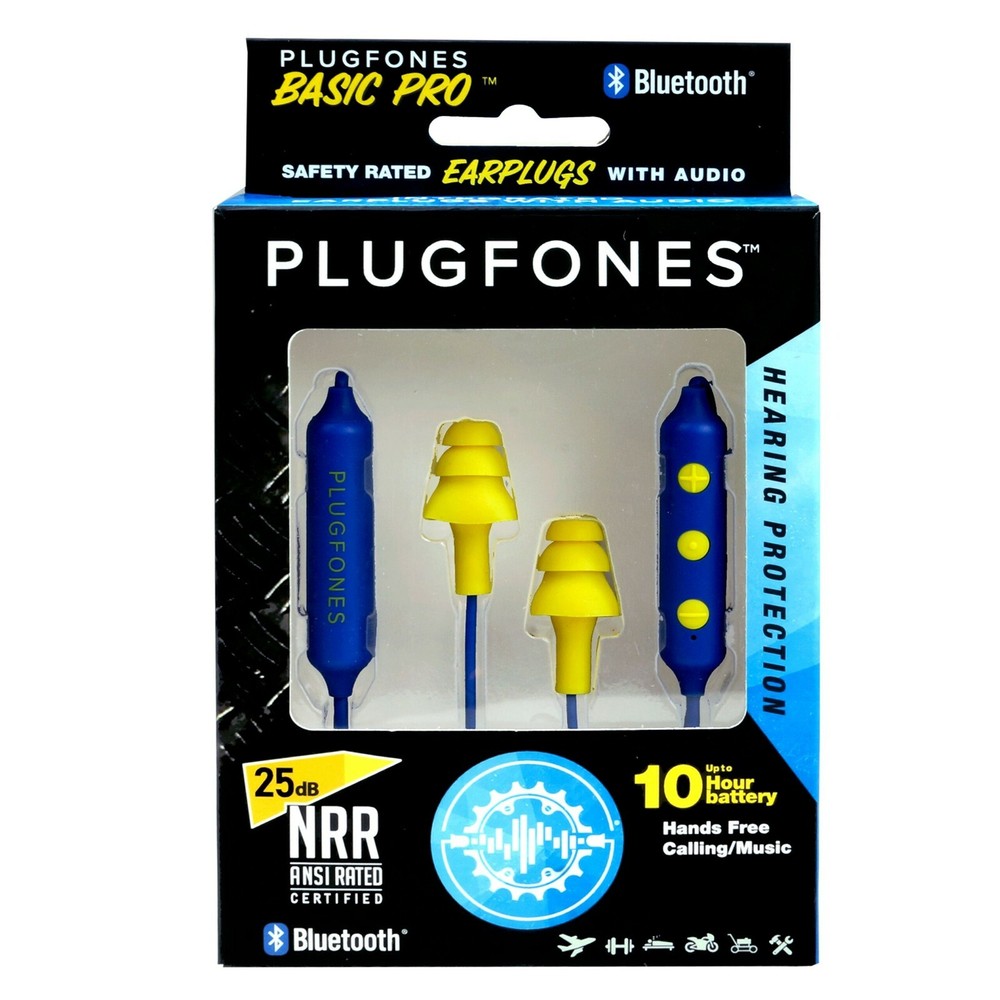 Plugfones Wireless BasicPro Bluetooth, Earplugs, Headphones! Blue Orange